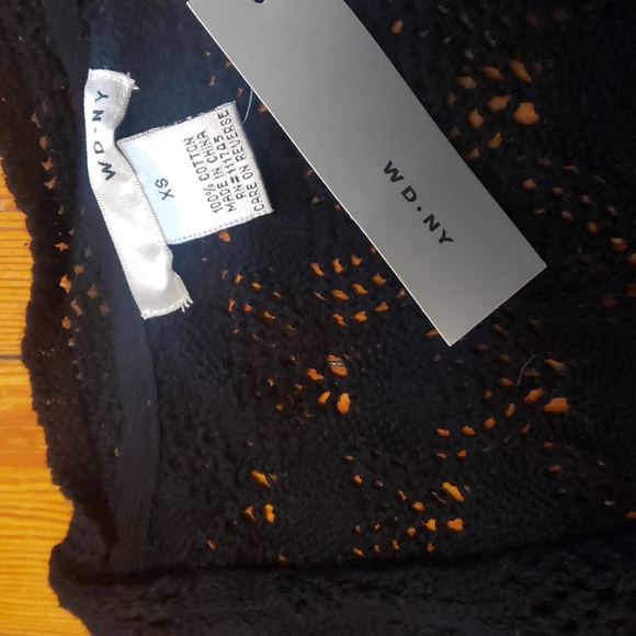 NWT WD.NY 3/4 sleeve crocheted black sweater size XS - Picture 2 of 6